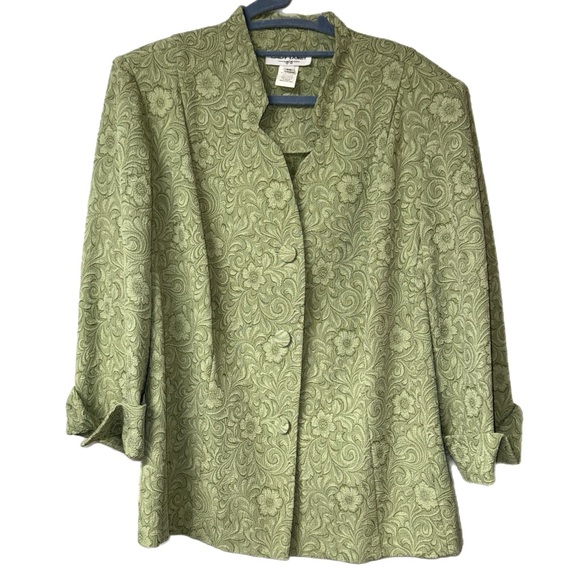 Vintage Lady Dorby - Green Paisley Jacquard Skirt Suit - Size 18W - Picture 2 of 8